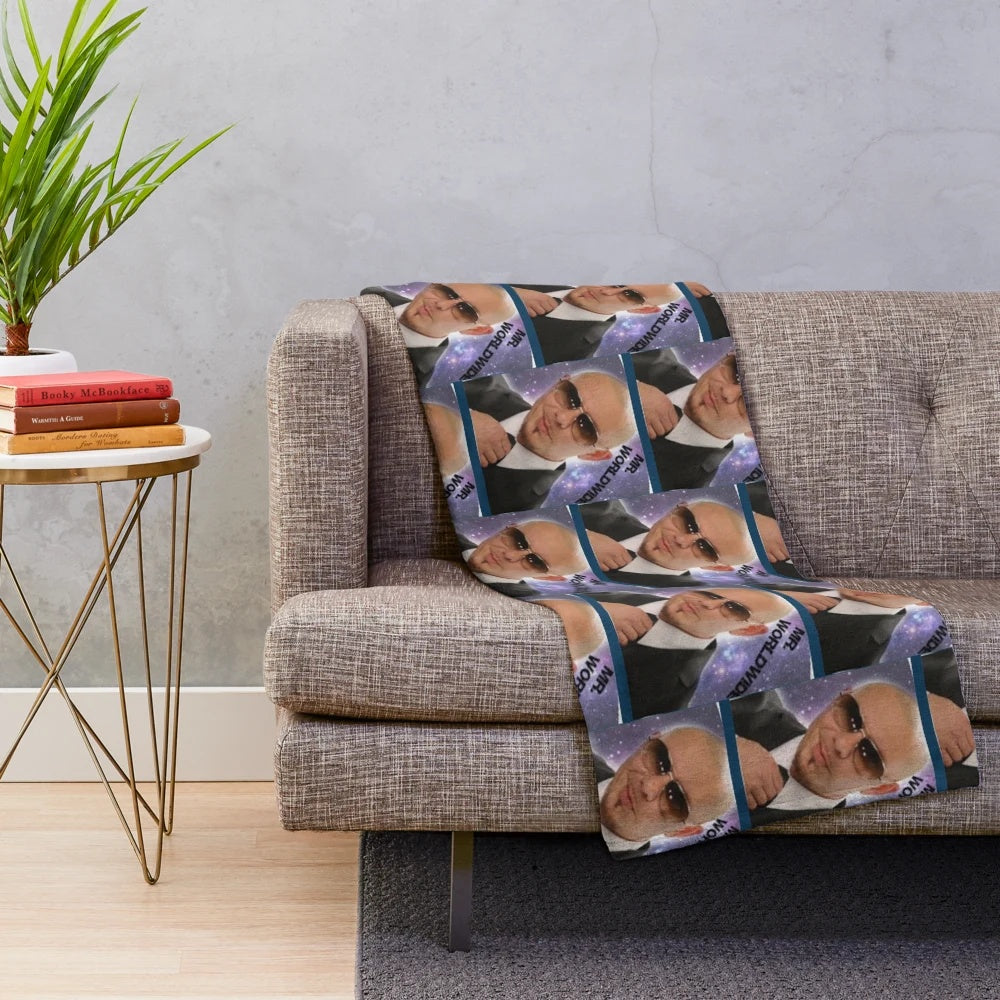 Pitbull-Inspired Plush Blanket with Worldwide Design