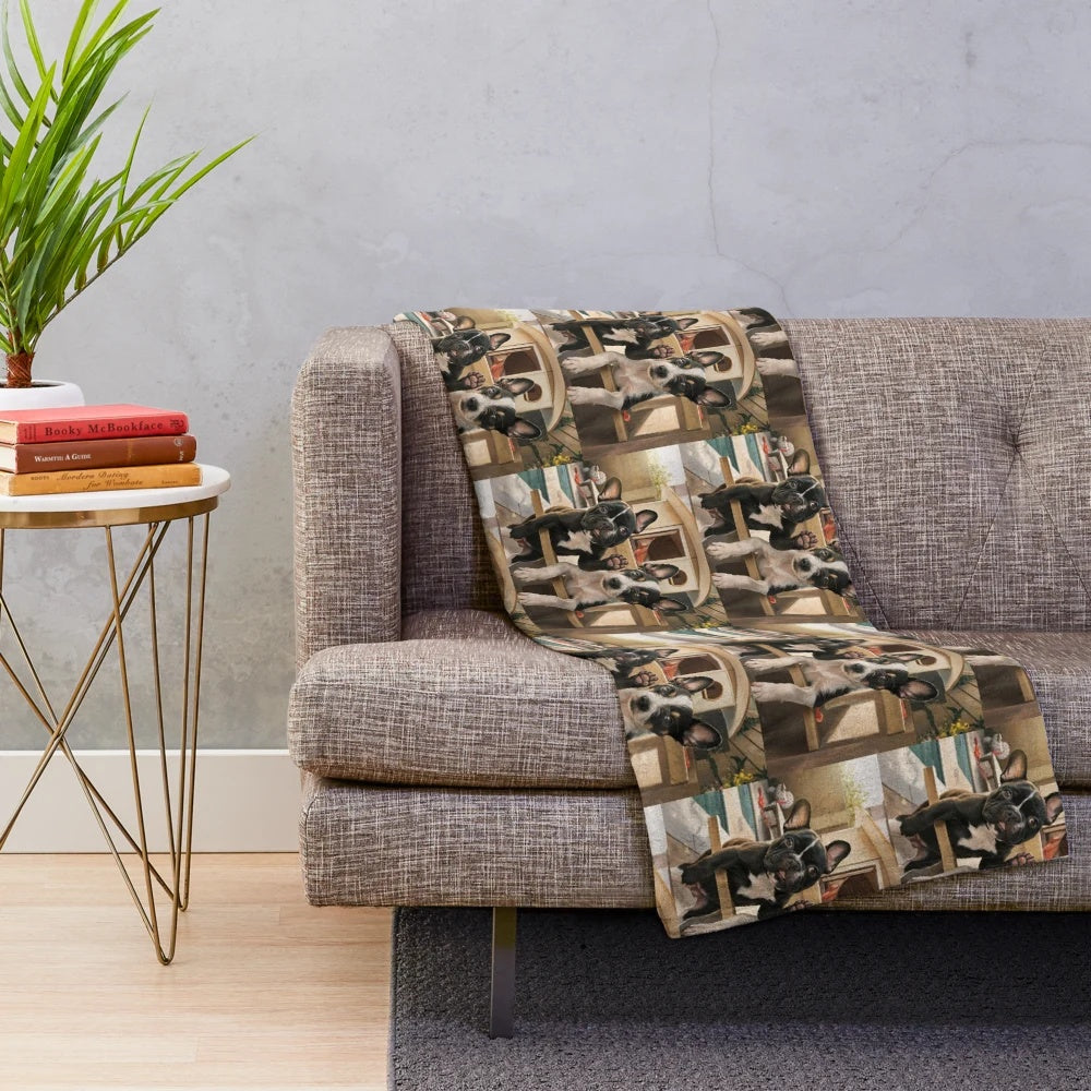 Adorable dog-printed plush blanket perfect for pool parties and summer fun