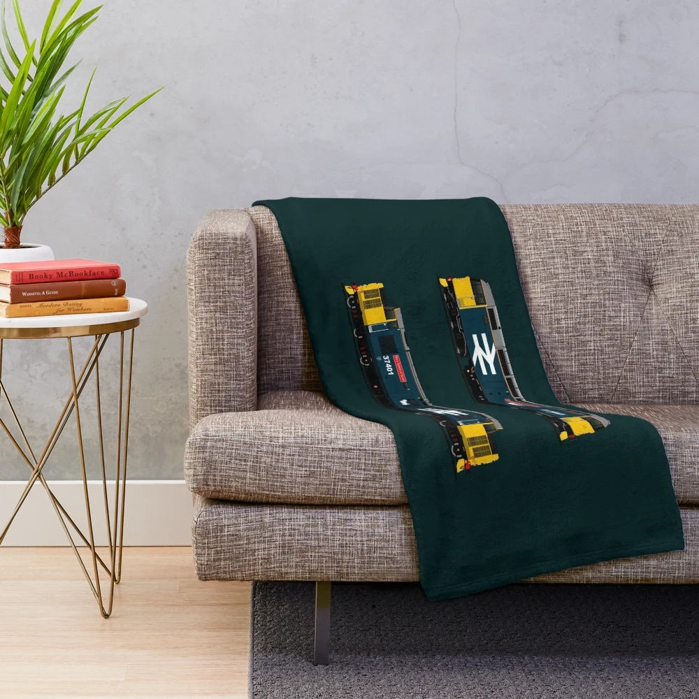 Plush Blanket with Class 47 and Class 37 British Rail Locomotives