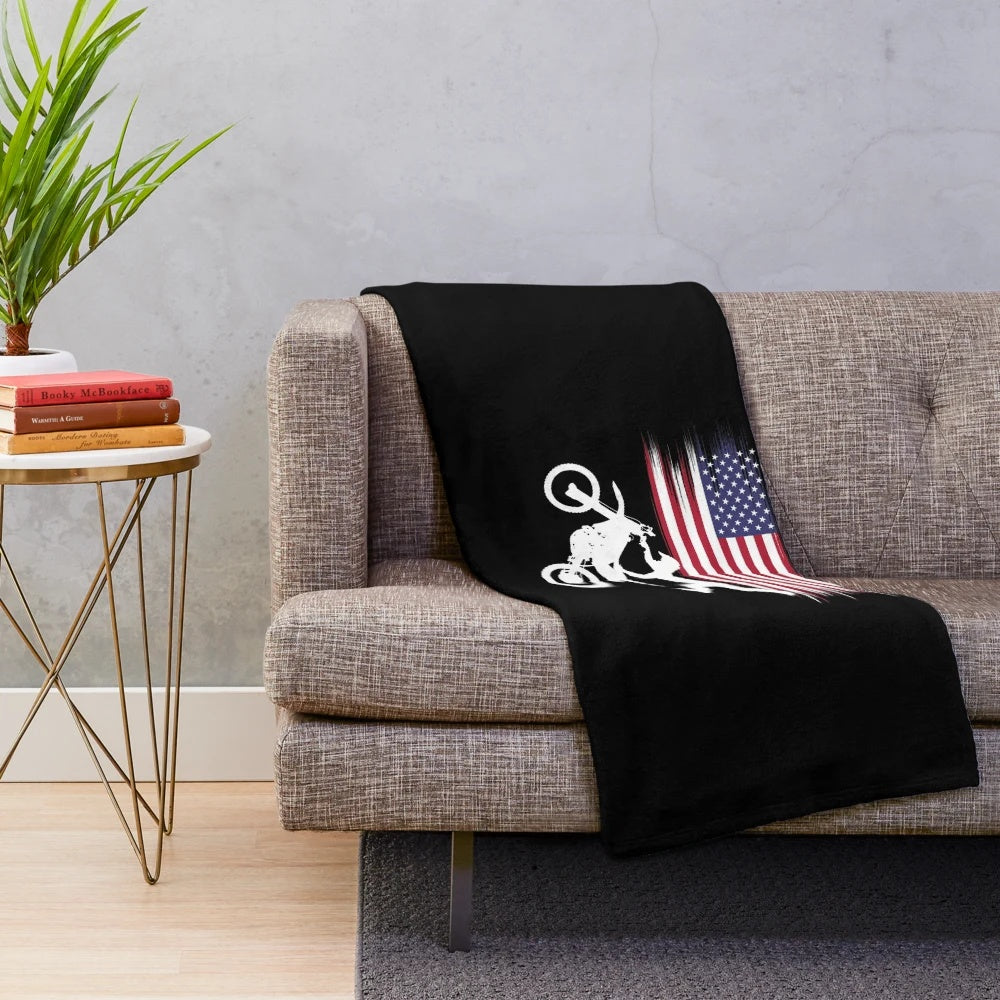 American dirt bike rider plush blanket