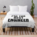 Plush blanket featuring the text "I'M THE BEST ENGINEER" for engineers and tech professionals