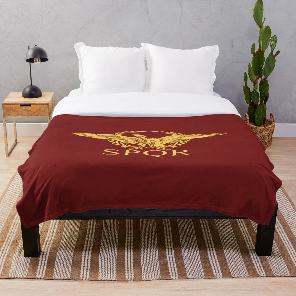 Plush blanket featuring the flag and symbols of the ancient Roman Empire