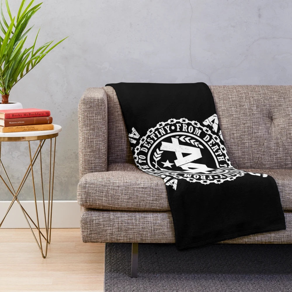 Asking Alexandria-inspired plush blanket with devil tentacle skull design