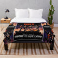 KISS band plush blanket with Destroyer album artwork and lyrics