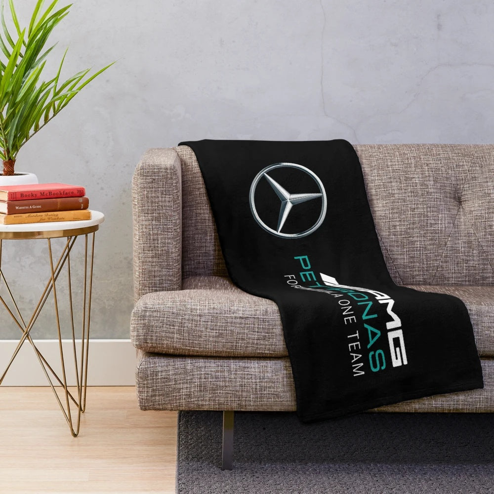 Plush racing-inspired blanket featuring German motorsports design