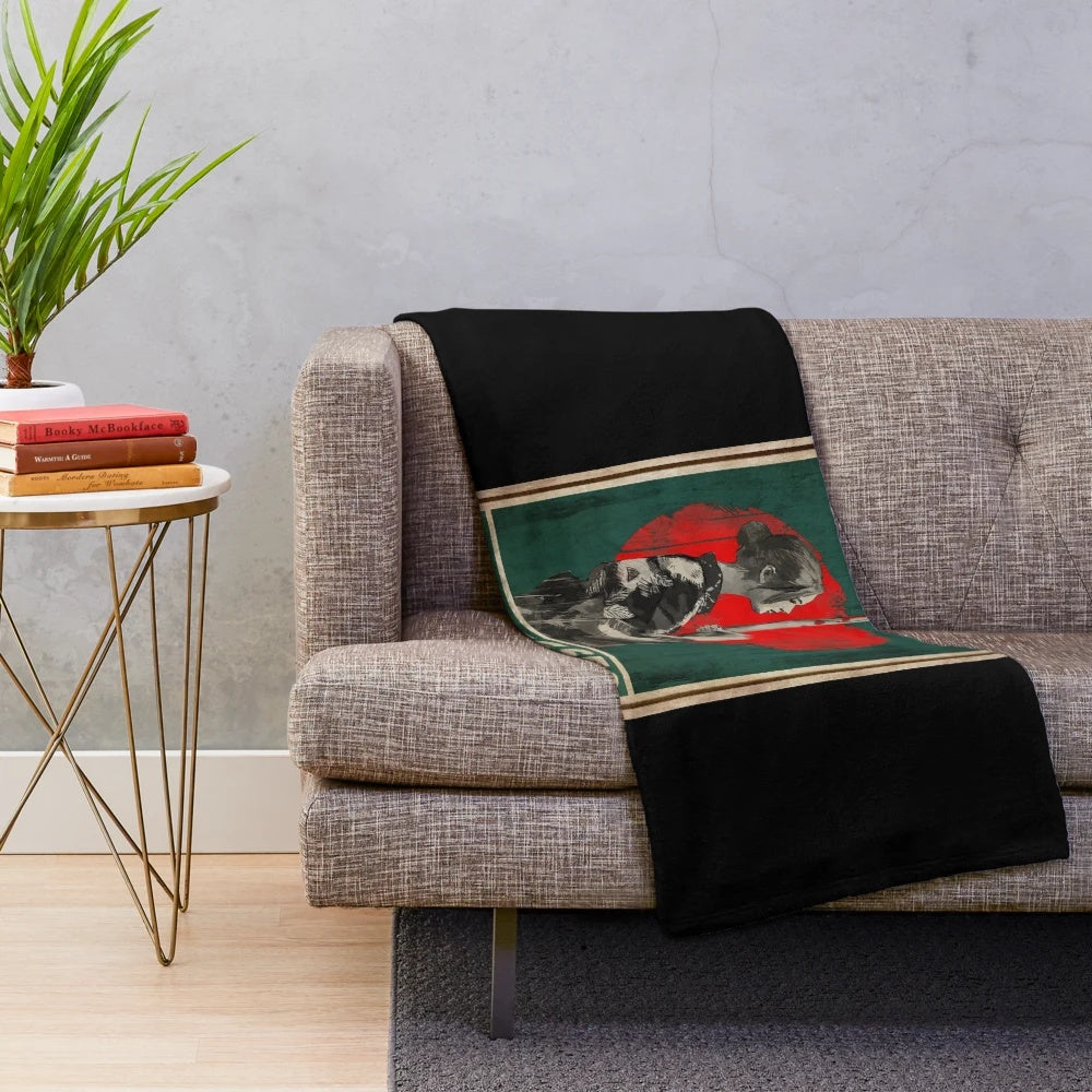Plush blanket featuring a samurai warrior design