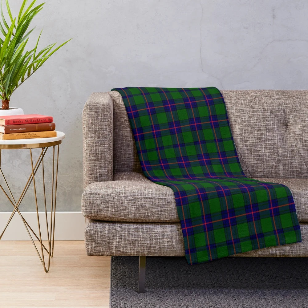 Cozy plush shaw tartan blanket featuring the clan's tartan pattern