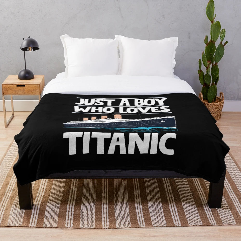 Plush Titanic ship-themed blanket for kids and ship enthusiasts