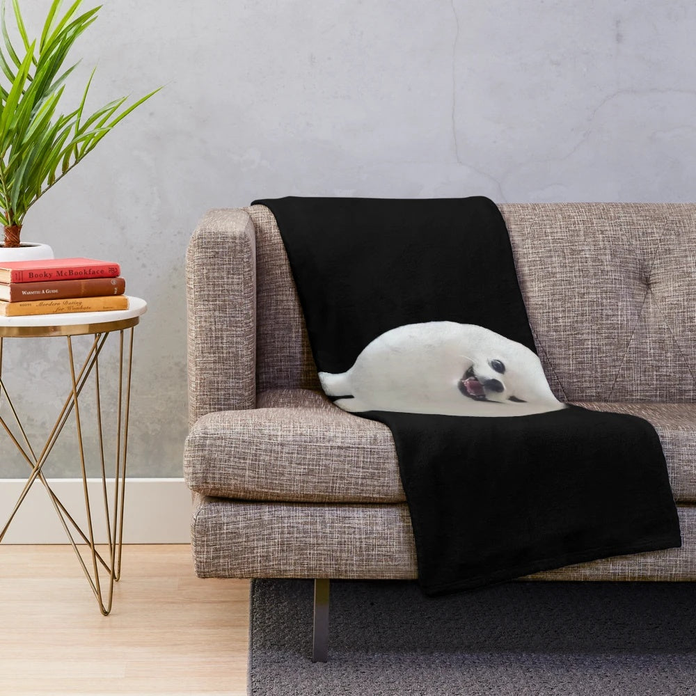 Cozy pomeranian plush blanket featuring the popular eggdog meme design