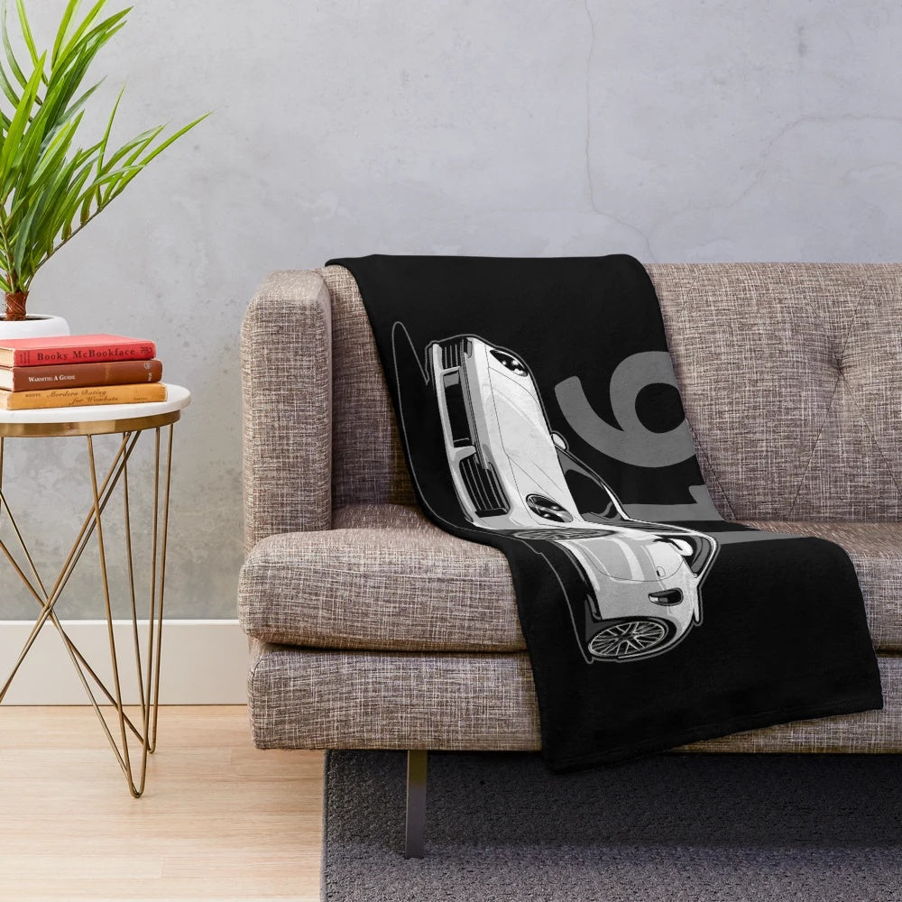 Porsche 911 turbo inspired plush blanket with illustration graphics