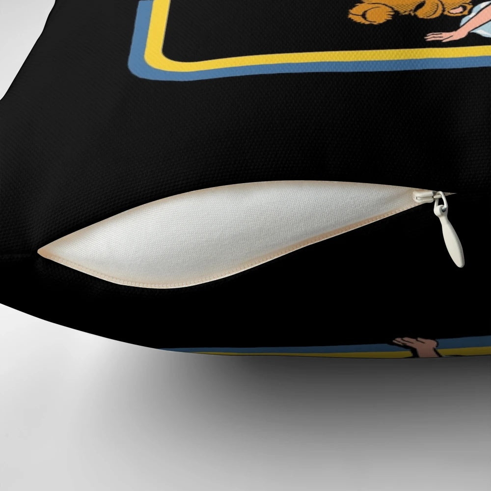 Vintage-inspired pillow featuring a possessed Johnny character in a retro horror-themed design.
