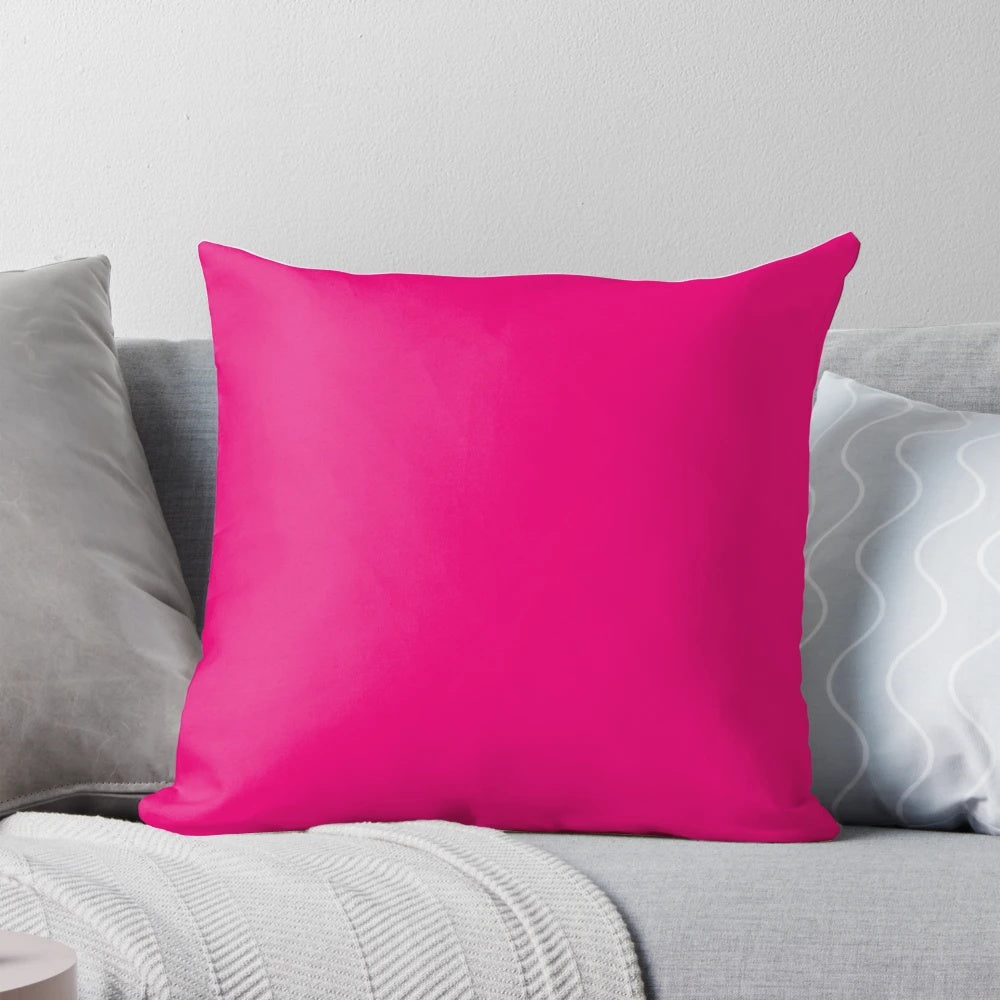 Preppy abstract solid color hot pink fuchsia throw pillow with a minimalist geometric pattern