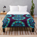 Psychedelic geometric mandala plush blanket featuring String Cheese Incident inspired artwork