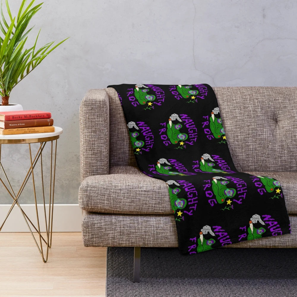 Psychedelic Naughty Frog Plush Blanket