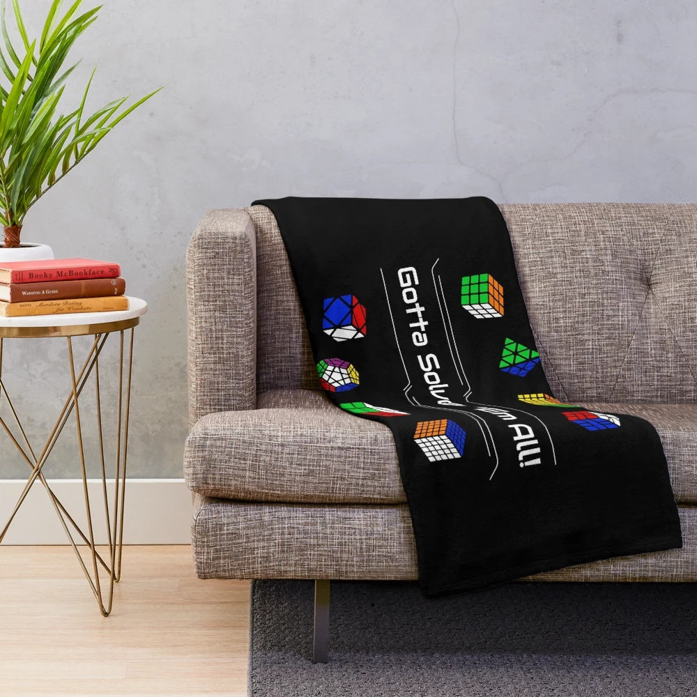 Rubik's cube inspired plush blanket for cubing lovers