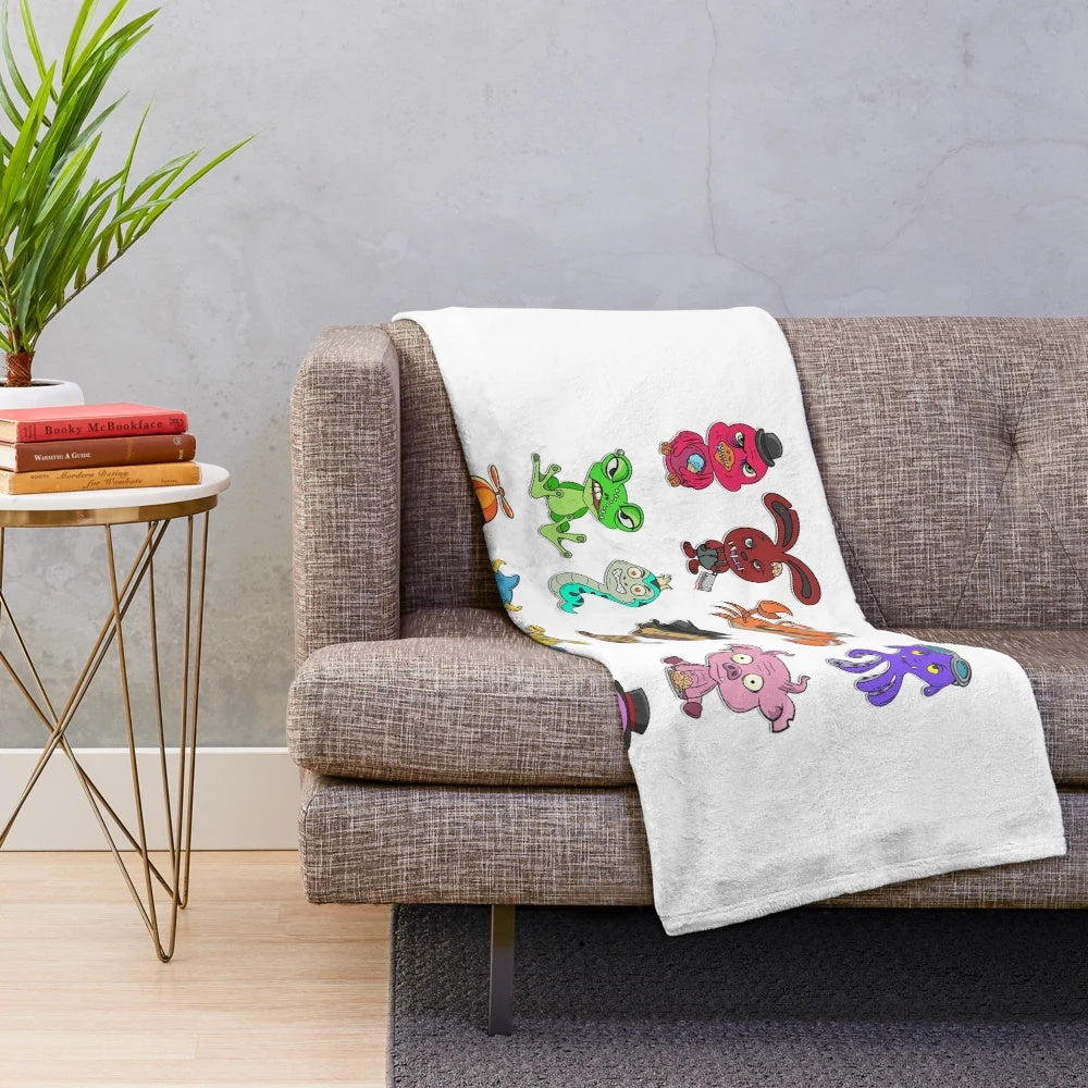 Quirky and sinister animal-themed plush blanket