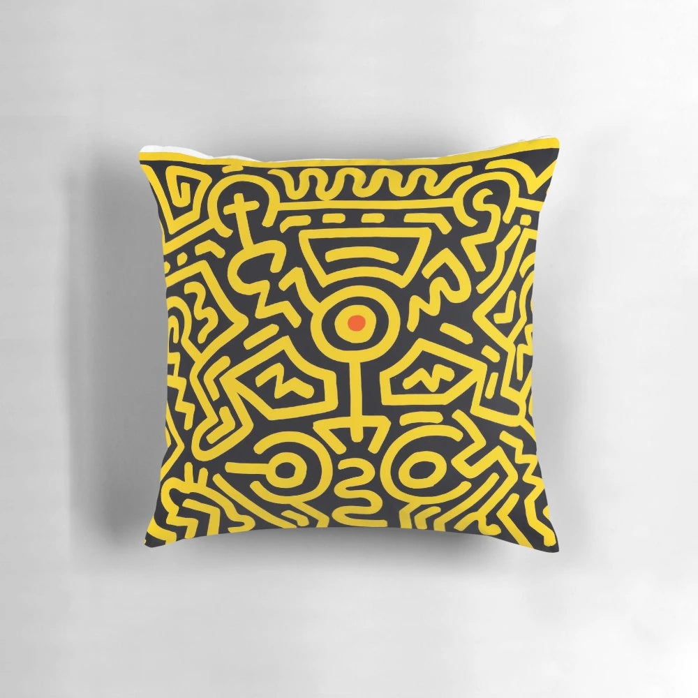 Racetoo Pillow featuring Keith Haring-inspired line art and 80s pop art design