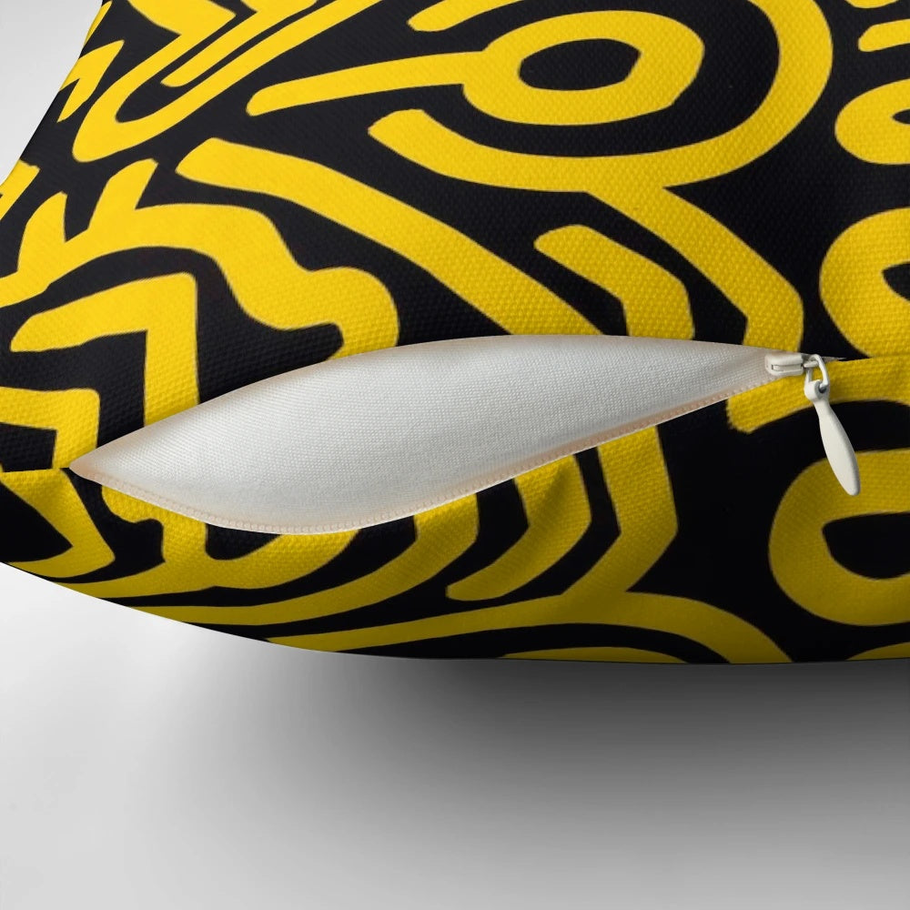 Racetoo Pillow featuring Keith Haring-inspired line art and 80s pop art design