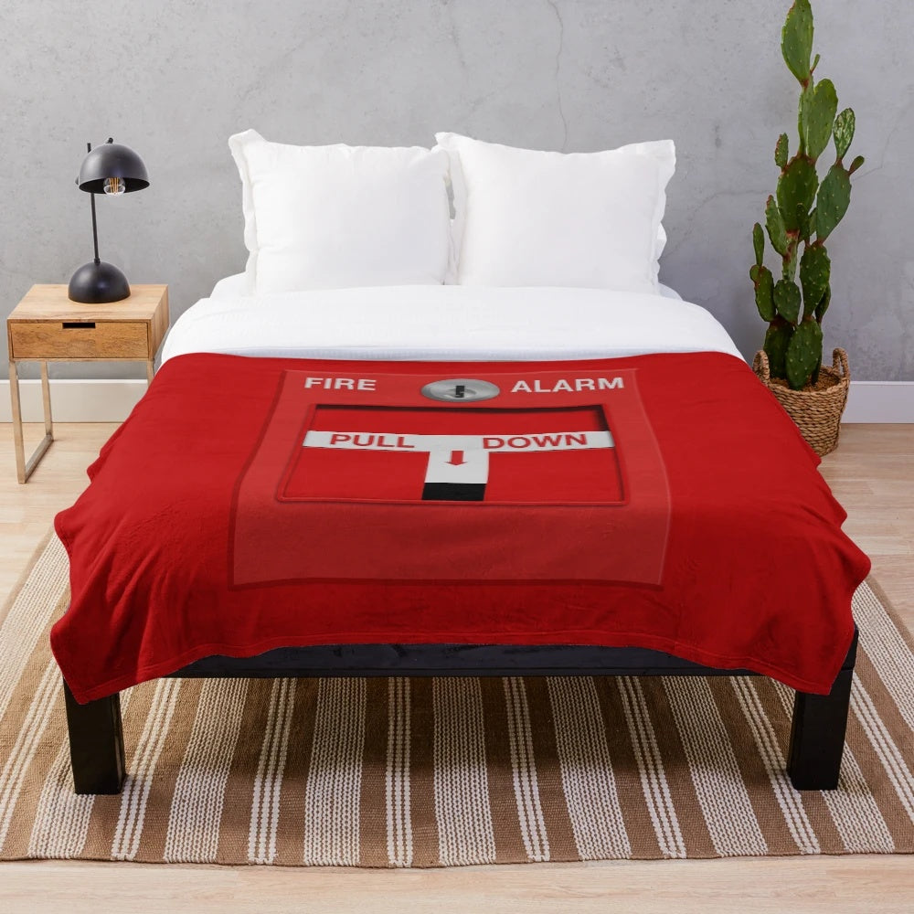 Fire alarm pull station plush blanket for home decor