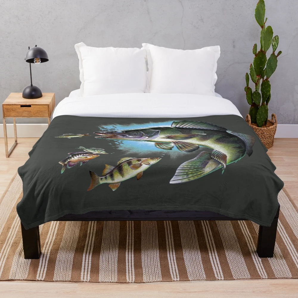 A realistic walleye fish plush blanket for nature lovers and anglers