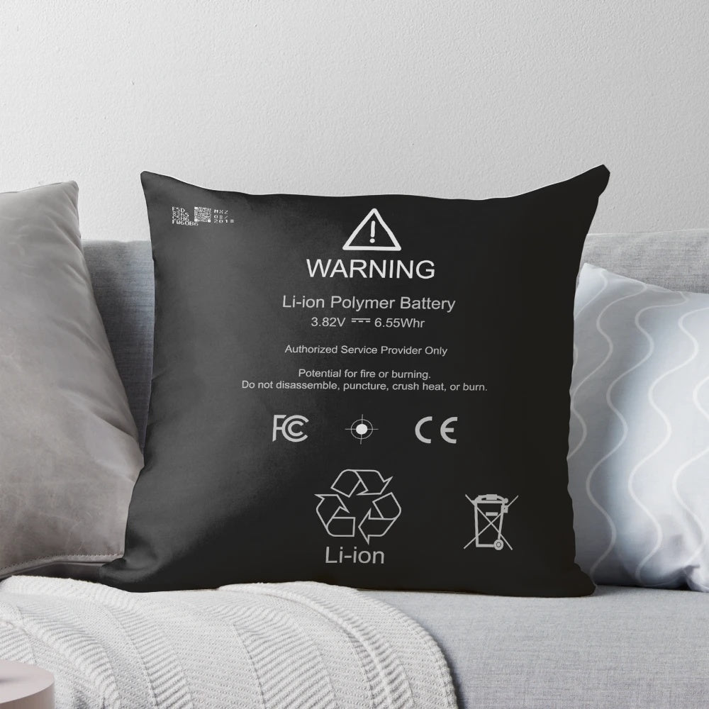 Lithium ion battery themed decorative pillow for tech enthusiasts