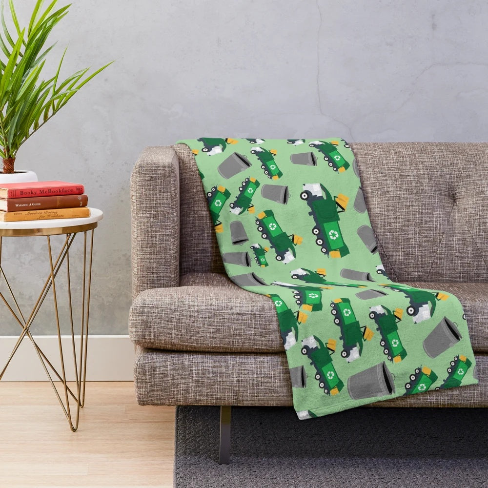 Recycled garbage truck pattern plush blanket for children