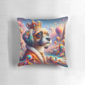 A plush, colorful pillow featuring a regal, majestic puppy design for a cozy and dreamy sleep experience.