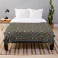 Hampton Court inspired Tudor rose plush blanket with heraldic design