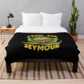 Retro 1980s plush blanket with Audrey II the plant from the cult classic film Little Shop of Horrors