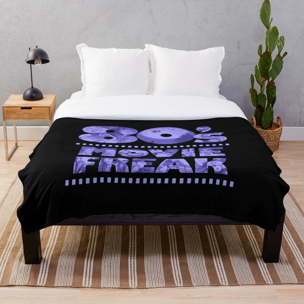 80s movie fan plush blanket featuring iconic 1980s cinema