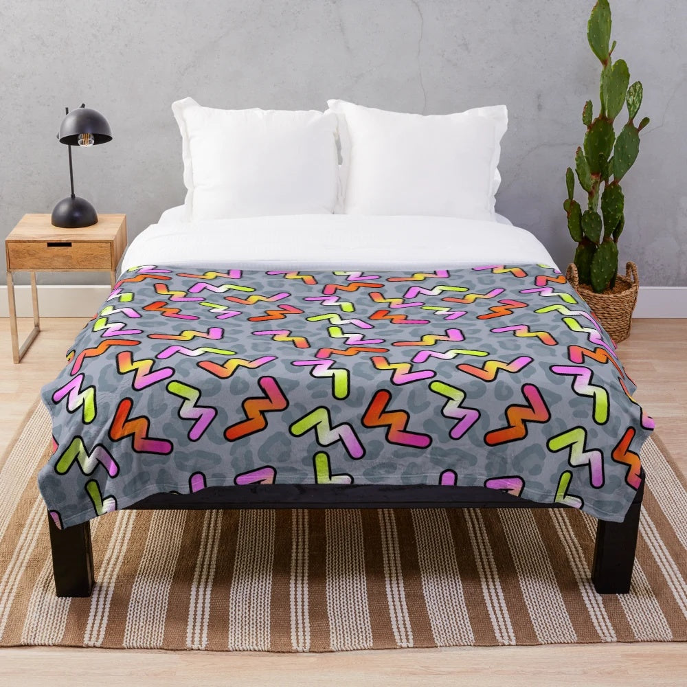 Retro 90s pattern plush blanket featuring Formula 1 driver Daniel Ricciardo