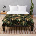 Vintage-inspired botanical mushroom pattern plush blanket