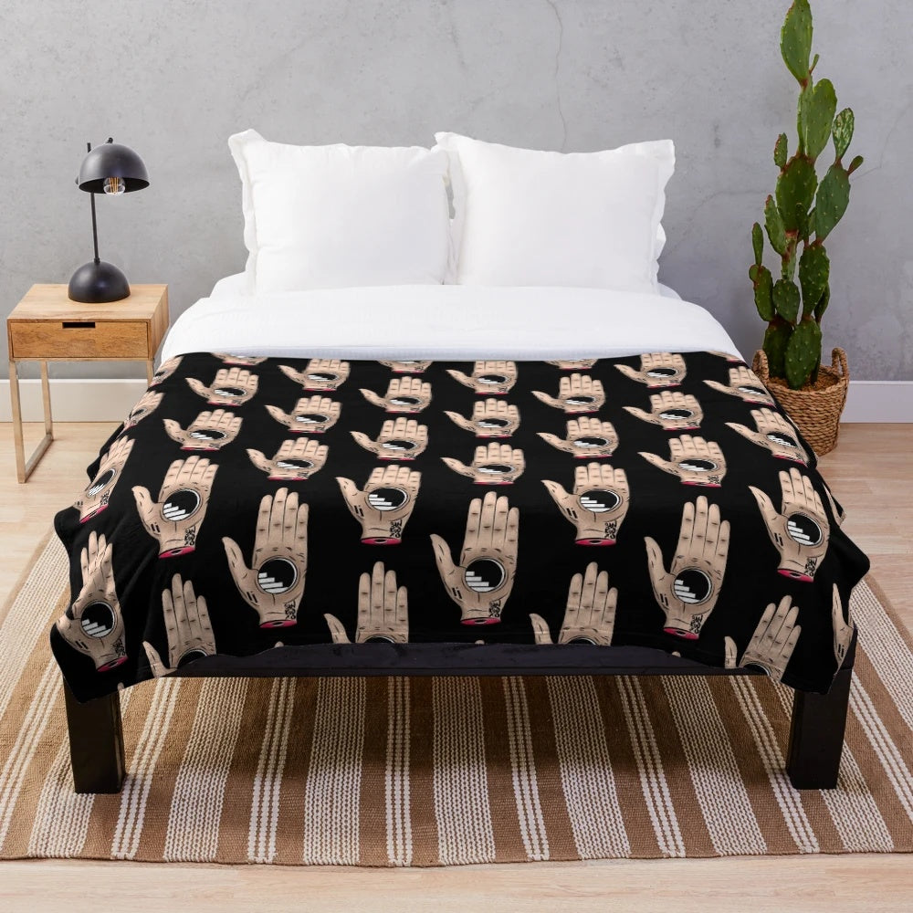 Plush blanket with a fantasy portal design