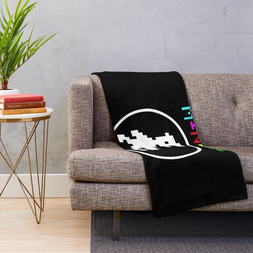 Manic Miner inspired plush blanket with retro pixel art design