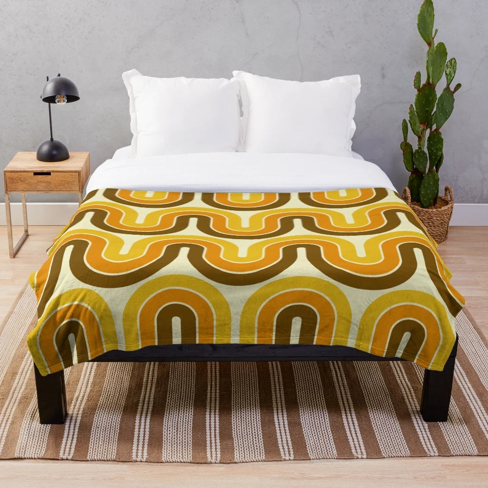 Retro geometric gradient design plush blanket