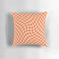 Retro geometric orange checkerboard pattern pillow