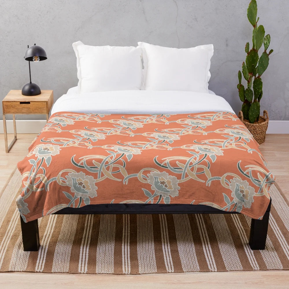 Golden Girls inspired plush blanket with retro couch pattern design