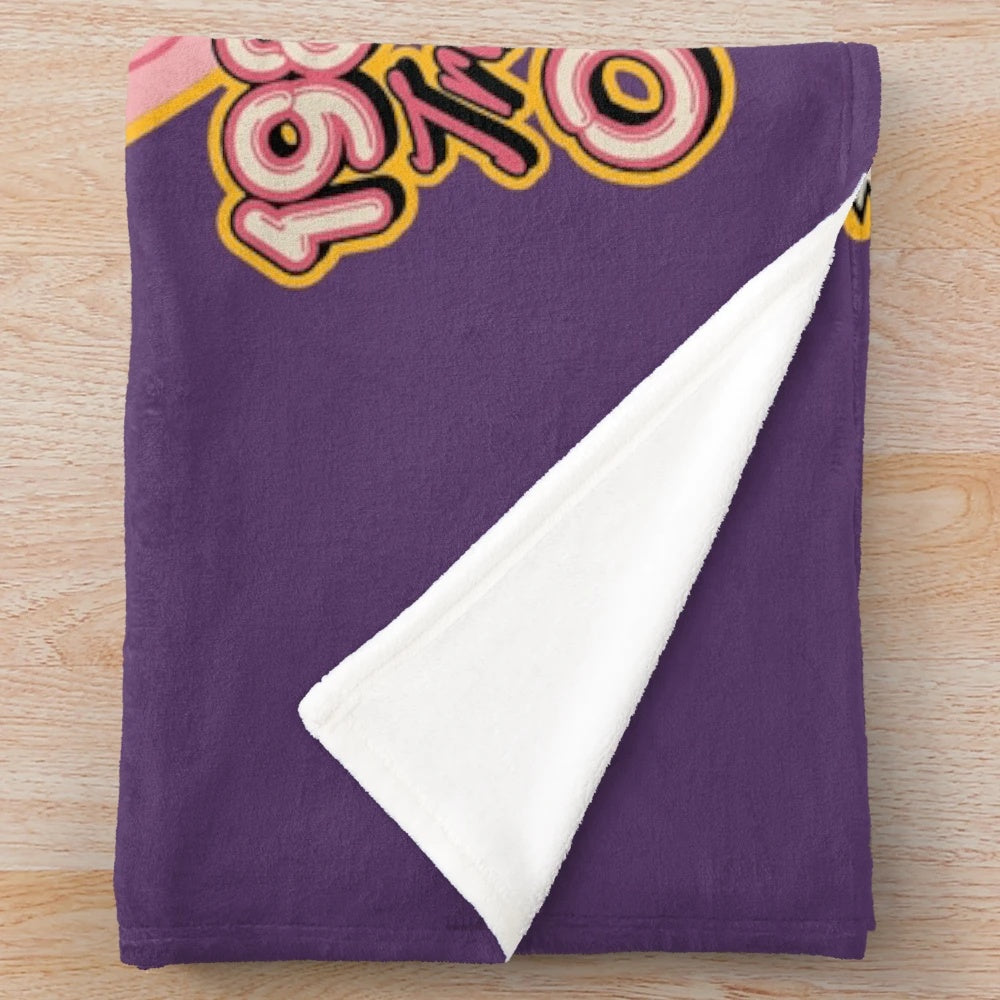 Retro hologram plush blanket featuring design inspired by Jem and The Holograms 80s cartoon band