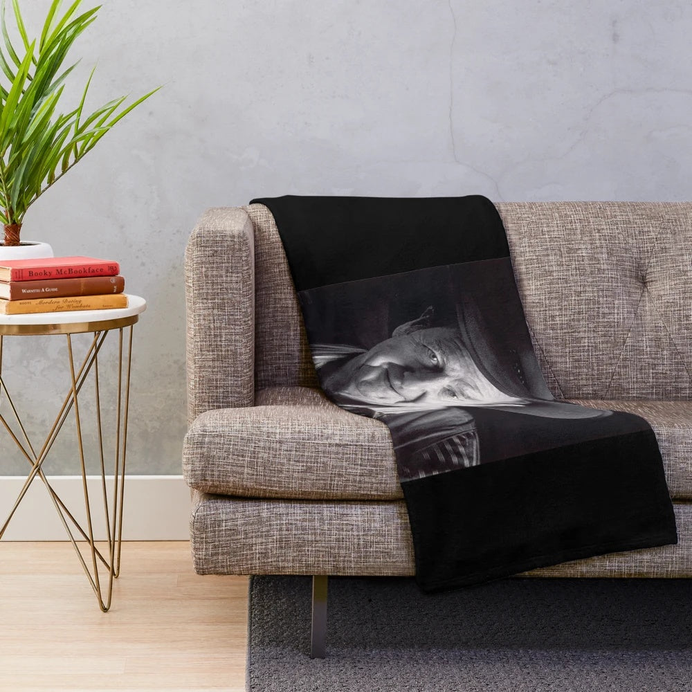 Black and white plush blanket featuring Australian singer-songwriter Slim Dusty