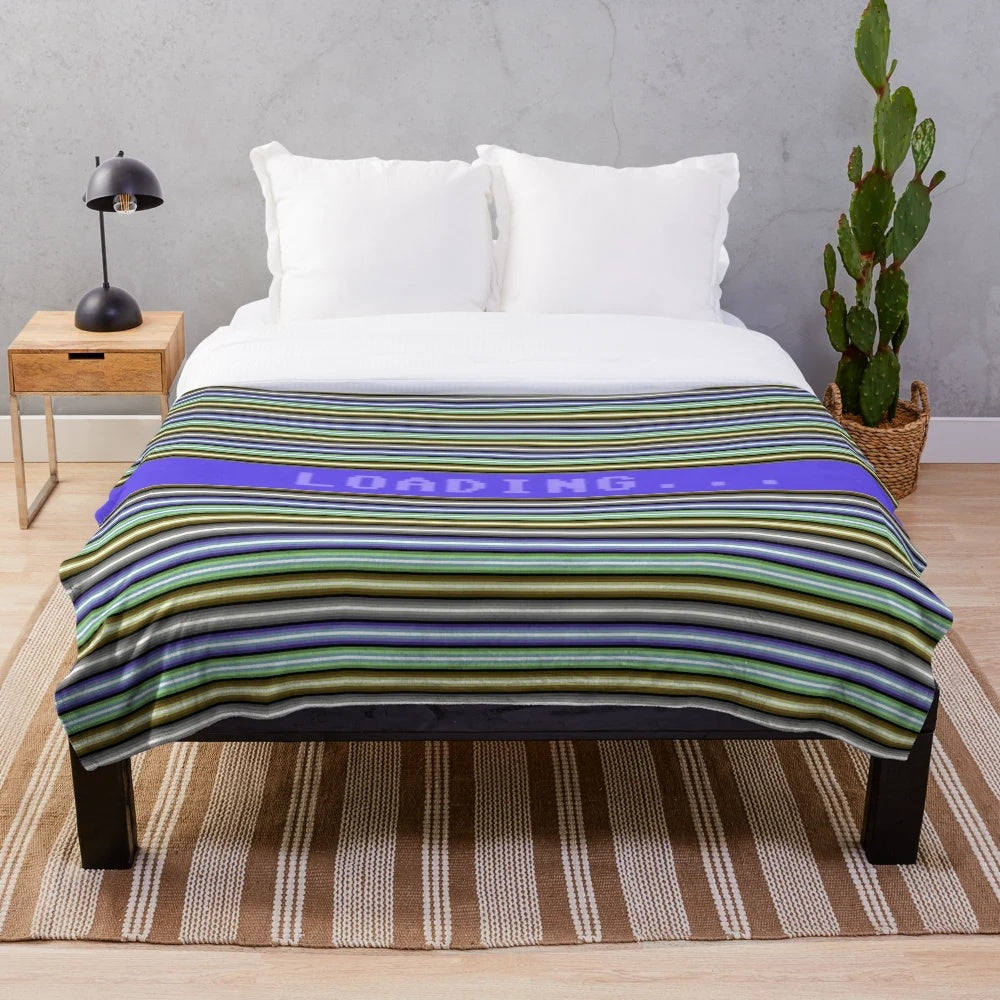 Commodore 64 inspired raster bars plush blanket