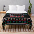 Retro KISS rock band inspired ugly Christmas sweater plush blanket