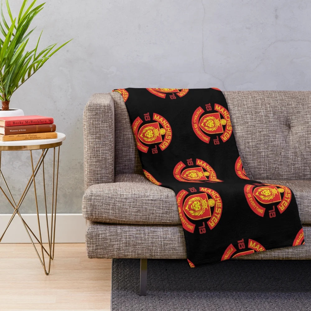 Retro Manchester United Football Plush Blanket