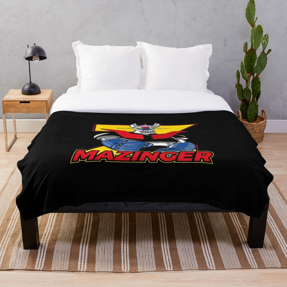 Retro Mazinger Z Plush Blanket - Vintage Robot Anime Memorabilia