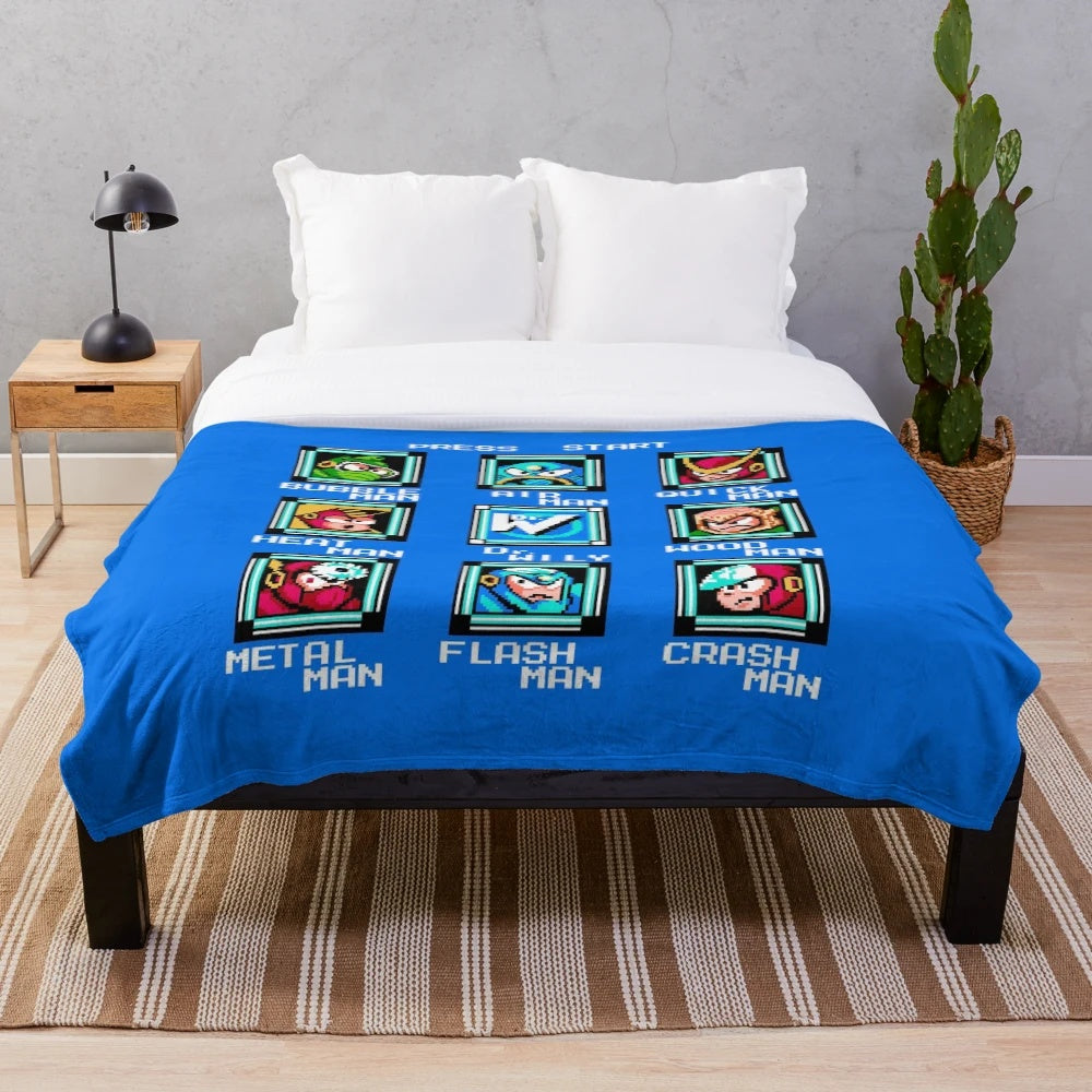Megaman 2 stage select themed plush blanket