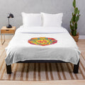 Retro-modern plush blanket with abstract mandala design