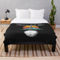 Retro bluegrass plush blanket with mountain and banjo design