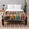 Vintage cinema-themed plush blanket with a cozy, classic movie theater design