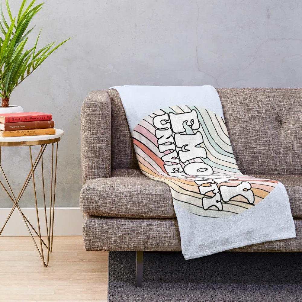 Retro plush blanket for college lifestyle