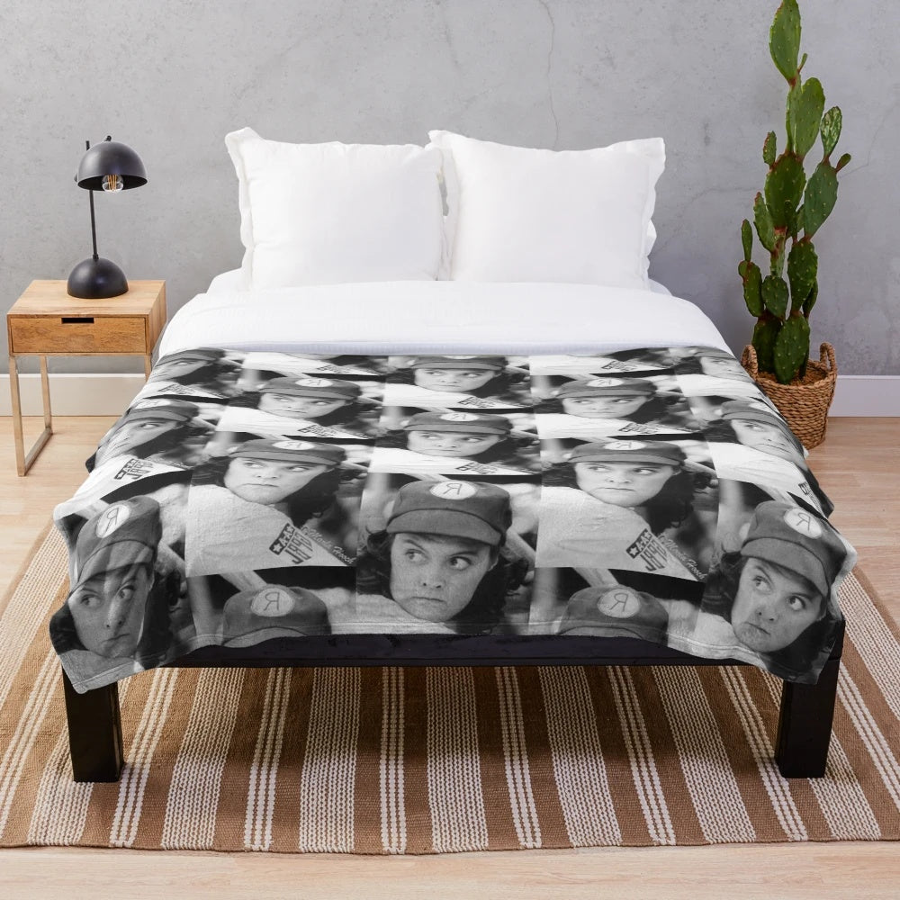 Marla Hooch plush blanket featuring the character from the classic 90s movie "A League of Their Own