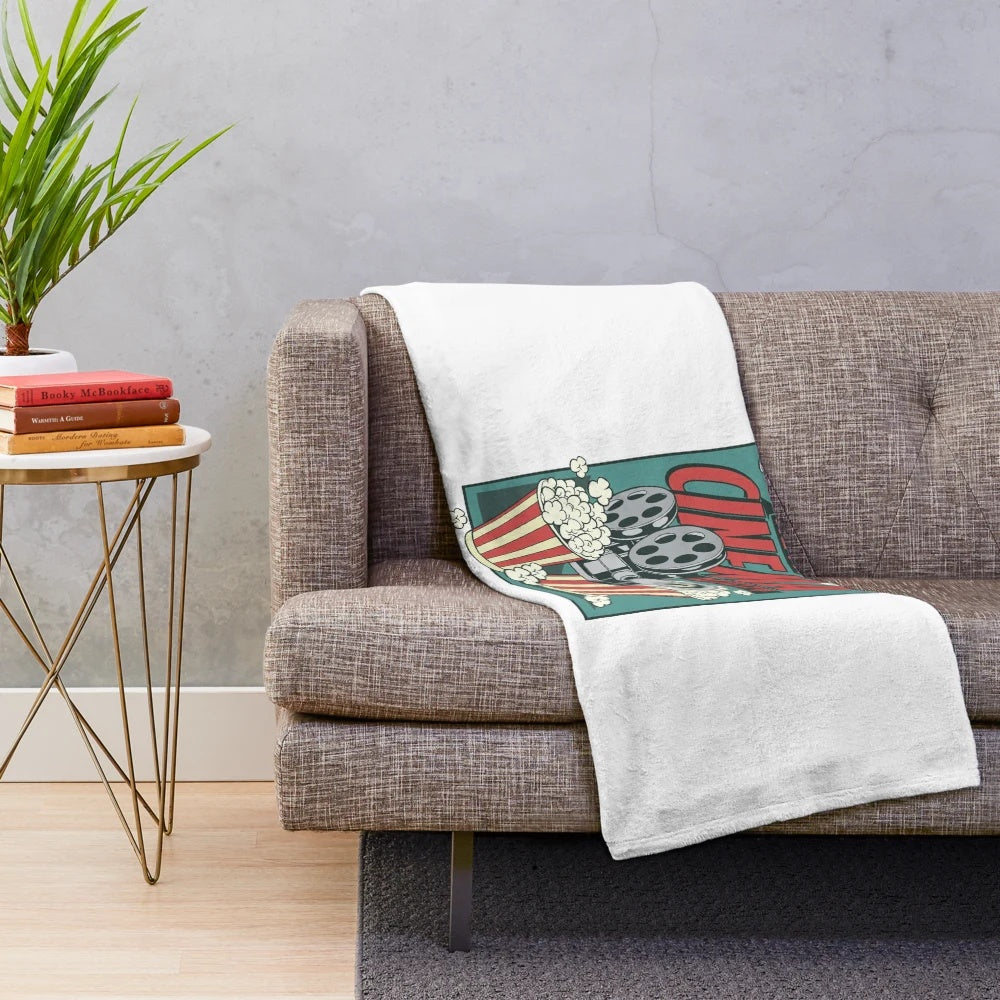Retro Popcorn Plush Blanket - Cozy Movie Throw for Cinema Fans